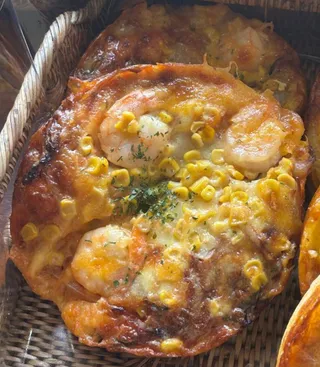 옥수수 새우 포카치아